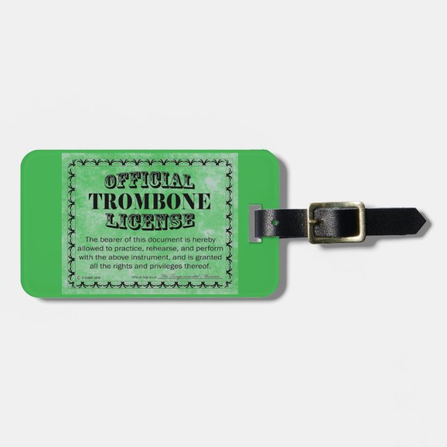 Trombone License Luggage Tag (Front Horizontal)