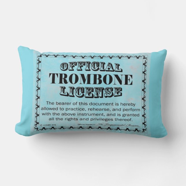 Trombone License Lumbar Pillow (Front)
