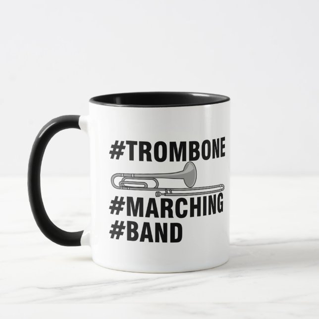 Trombone Marching Band Hashtags Mug (Left)