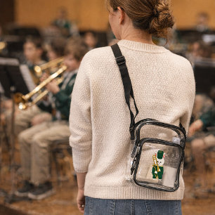 Trombone Marching Band Rabbit Green Gold Clear Crossbody Bag
