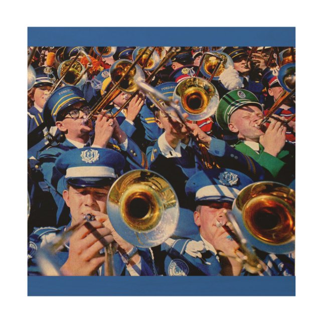 trombone mob AKA band geeks gone wild Wood Wall Art (Front)