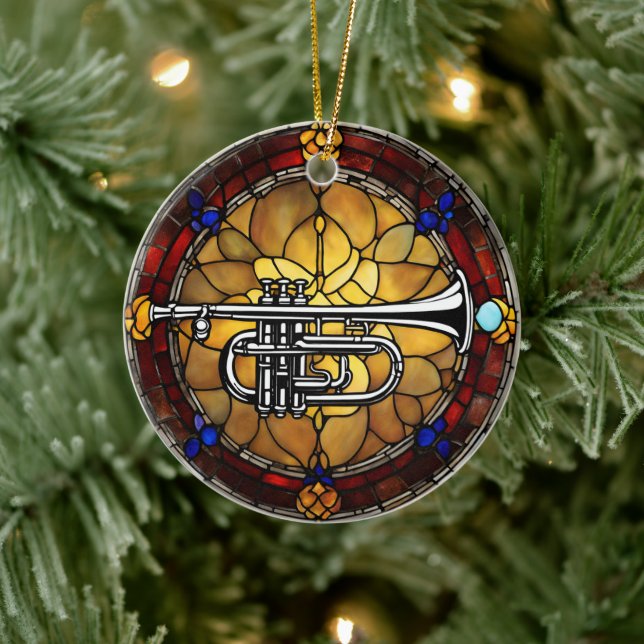 Trombone Music  Ceramic Ornament (Tree)