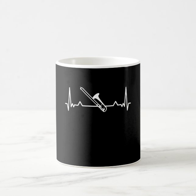 Trombone Music Heartbeat Funny Gift Coffee Mug (Center)