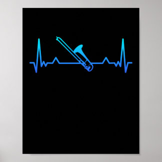 Trombone Music Heartbeat Funny Mom Gift Poster