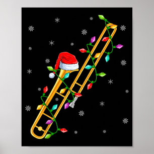 Trombone Music Lover Xmas Lights Santa Trombone Ch Poster