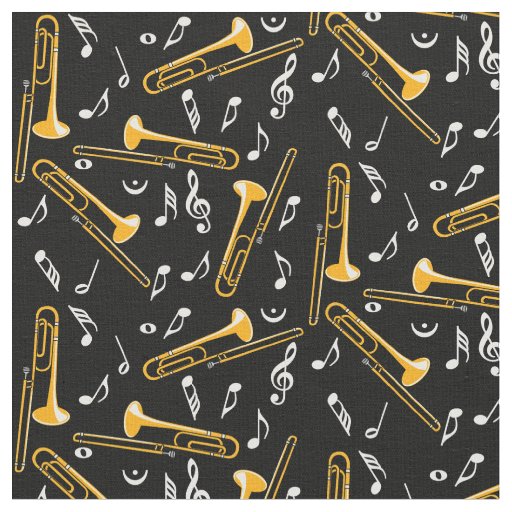 Trombone Music Notes Fabric