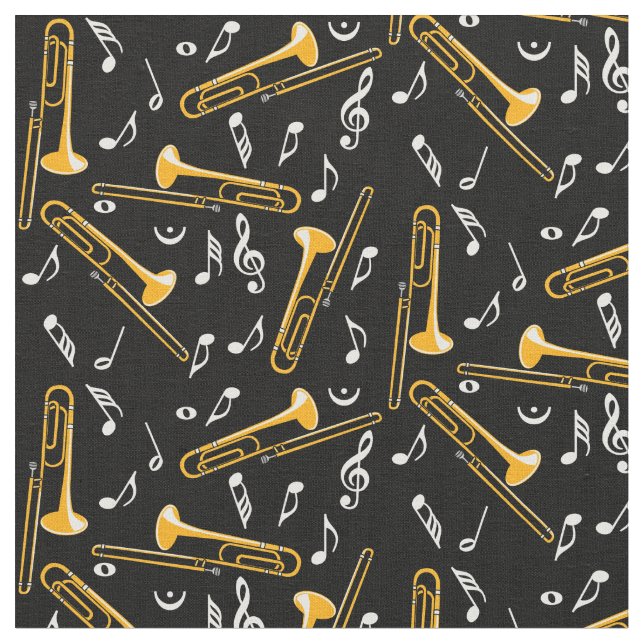 Trombone Music Notes Fabric (Close Up)