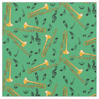 Trombone Music Notes Fabric