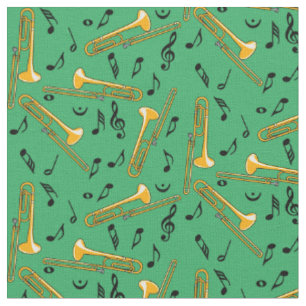 Trombone Music Notes Fabric