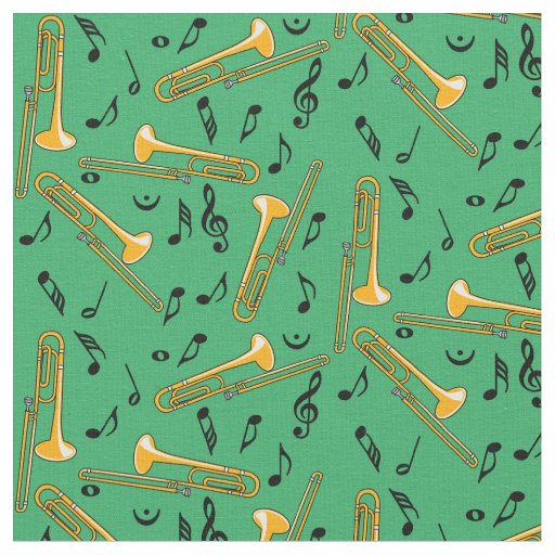 Trombone Music Notes Fabric