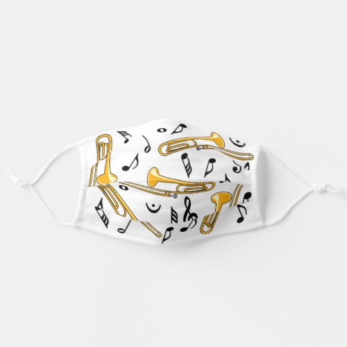 Trombone Music Notes Pattern Adult Cloth Face Mask
