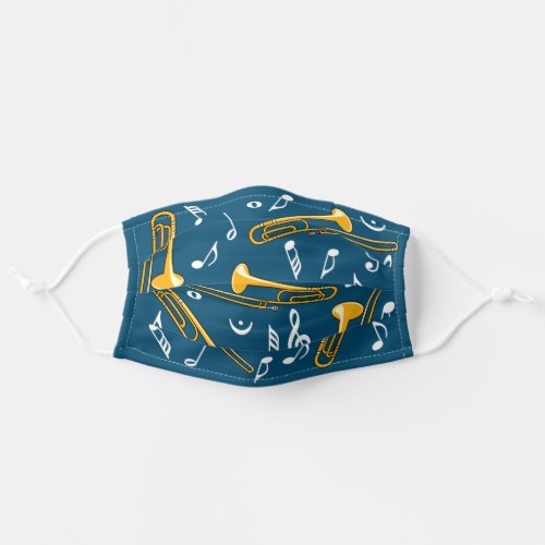 Trombone Music Notes Pattern Adult Cloth Face Mask