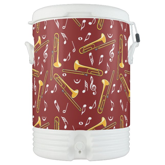 Trombone Music Notes Pattern Beverage Cooler (Front)