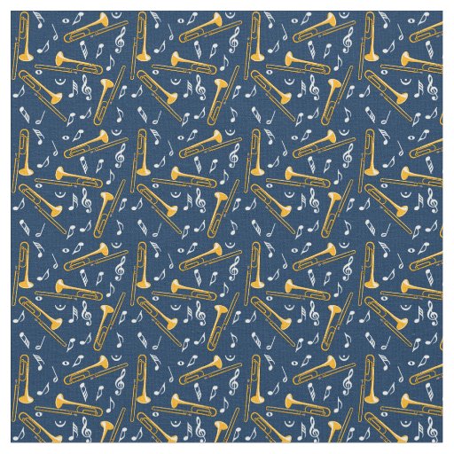 Trombone Music Notes Pattern Fabric