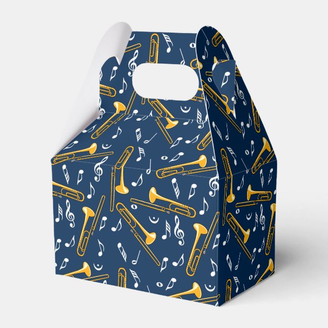 Trombone Music Notes Pattern Favor Boxes (Front Side)
