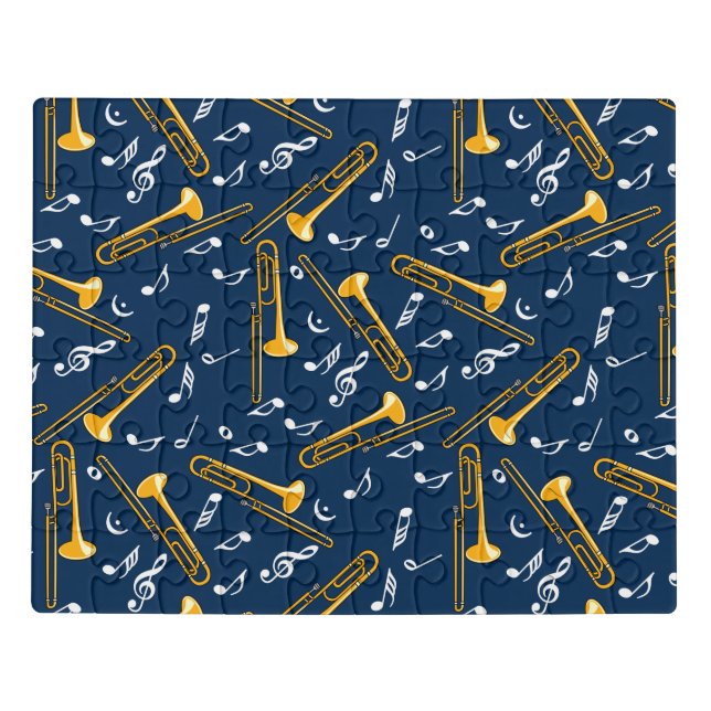 Trombone Music Notes Pattern Jigsaw Puzzle (Puzzle Horizontal)