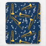 Trombone Music Notes Pattern Mouse Pad