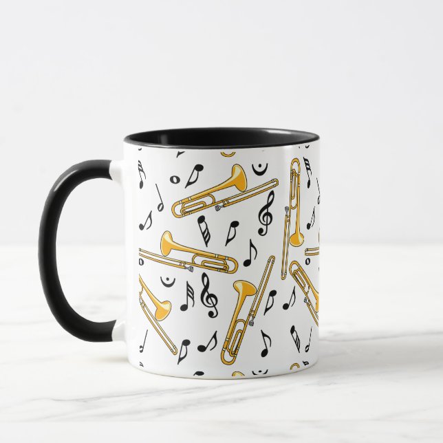 Trombone Music Notes Pattern Mug (Left)