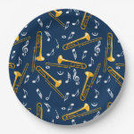 Trombone Music Notes Pattern Paper Plate