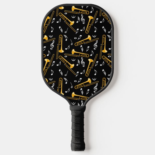 Trombone Music Notes Pattern Pickleball Paddle (Front)