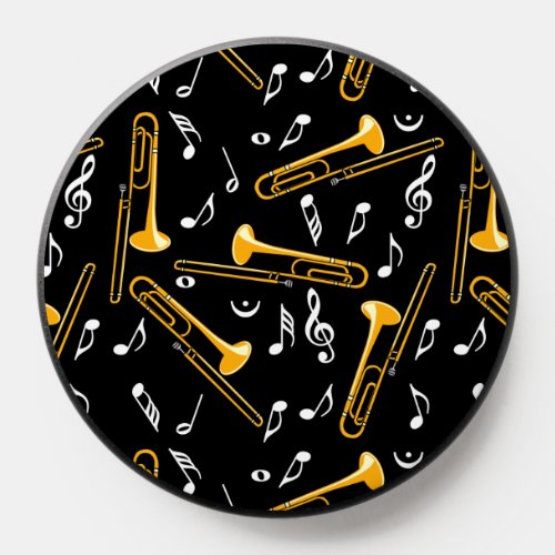 Trombone Music Notes Pattern PopSocket