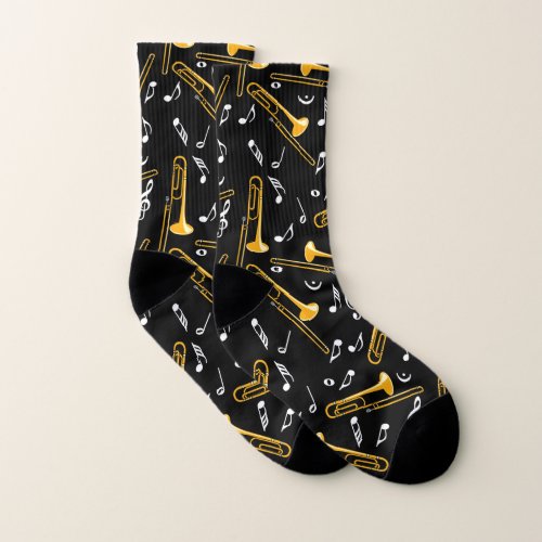 Trombone Music Notes Pattern Socks