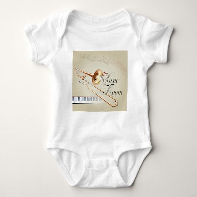 Trombone Music Room Baby Bodysuit (Front)