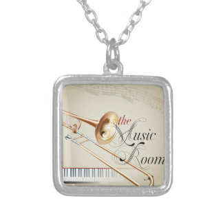 Trombone Music Room Silver Plated Necklace
