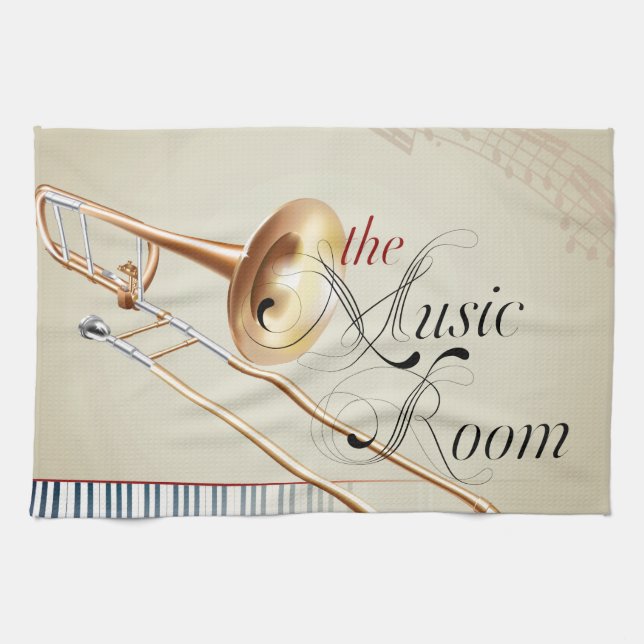 Trombone Music Room Towel (Horizontal)