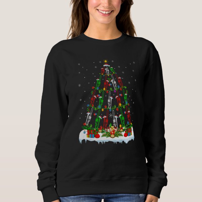 Trombone Music  Xmas Lights Trombone Christmas Tre Sweatshirt (Front)