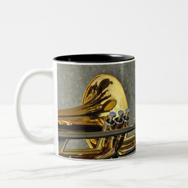 Trombone musical instrument with notation Two-Tone coffee mug (Left)