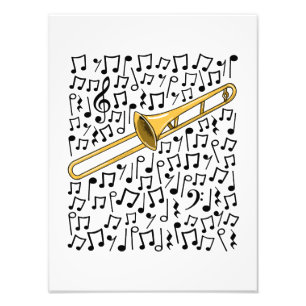 Trombone Musical Notes Trombonist Brass Musician Photo Print