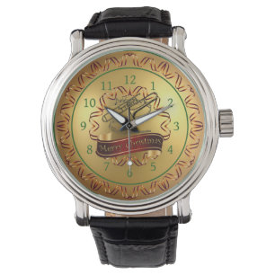 Trombone ~ Musical Scroll ~ Gold “Merry Christmas” Watch
