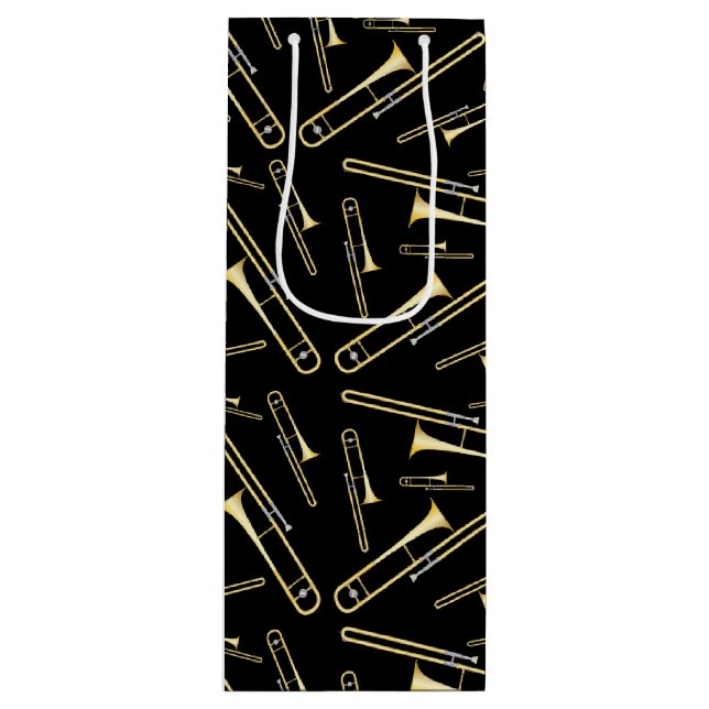 Trombone Musician Band Teacher Wine Gift Bag (Front)