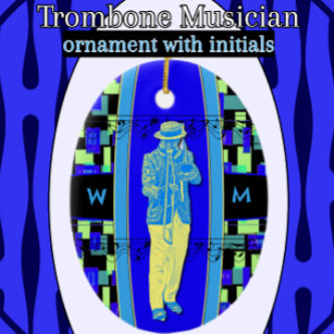 Trombone Musician with Initials Ornament