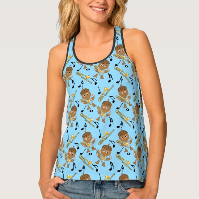 Trombone Nut Music Notes  Tank Top (Front)