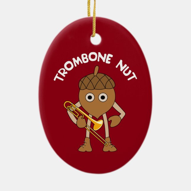 Trombone Nut Text Ceramic Ornament (Back)