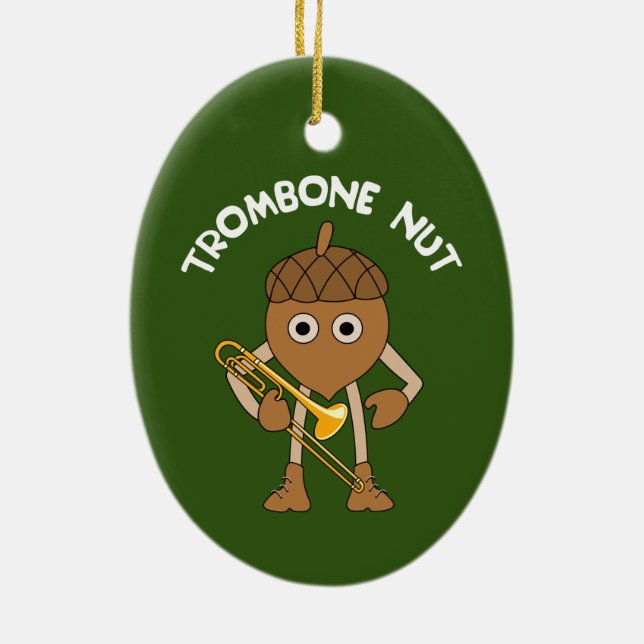 Trombone Nut Text Ceramic Ornament (Back)