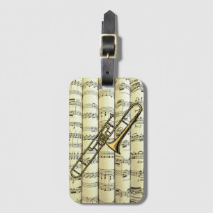 Trombone On Rolled Sheet Music ~ Luggage Tag