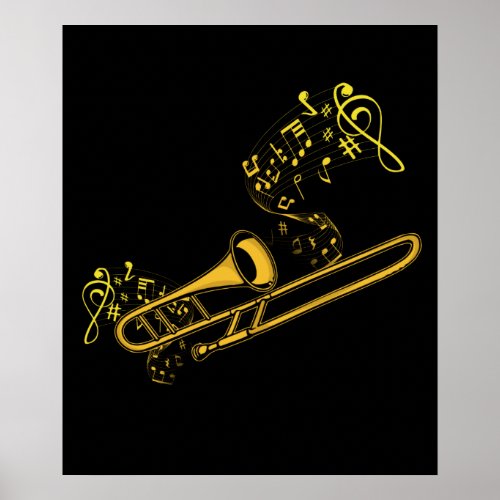 Trombone Player Brass Music Instrument Big Band Poster