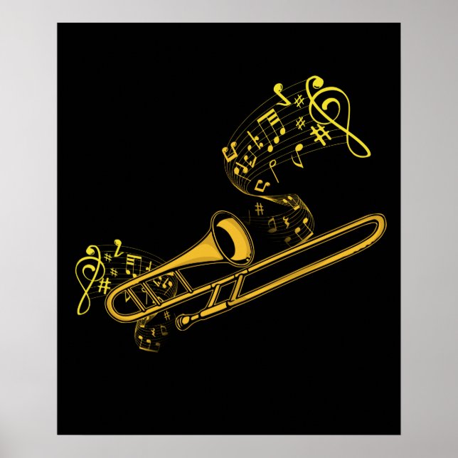 Trombone Player Brass Music Instrument Big Band Poster (Front)