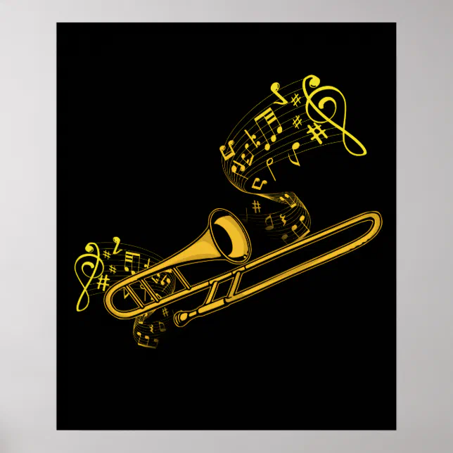 Trombone Player Brass Music Instrument Big Band Poster Zazzle