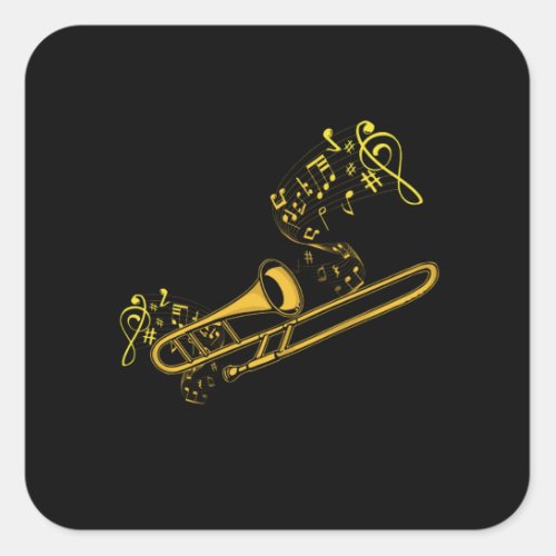 Trombone Player Brass Music Instrument Big Band Square Sticker