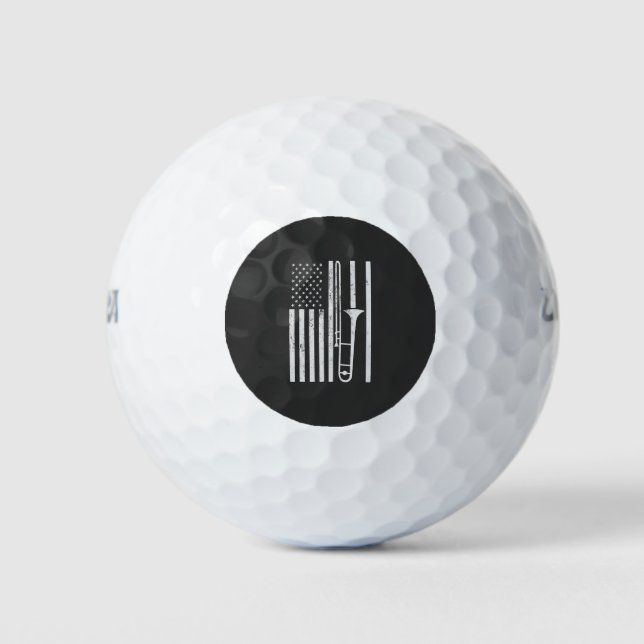 Trombone Player USA Patriotic American July 4th  Golf Balls (Front)
