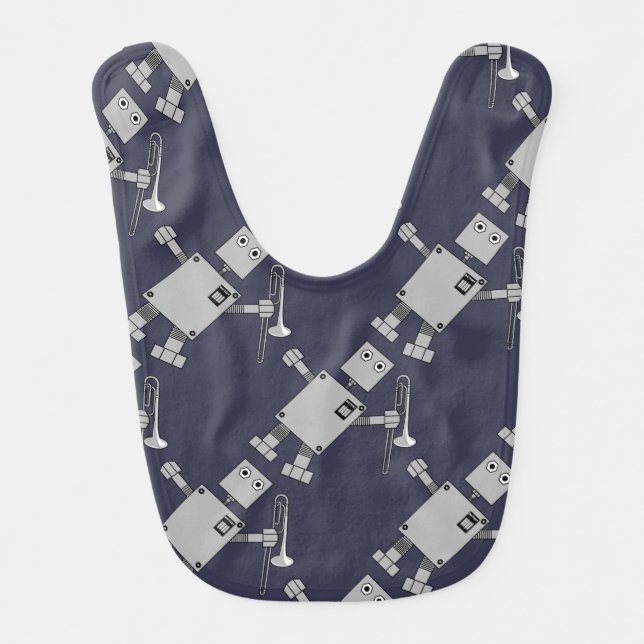 Trombone Robot Baby Bib (Front)
