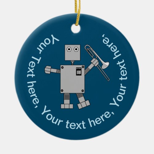 Trombone Robot Ceramic Ornament