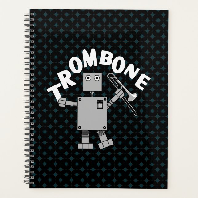 Trombone Robot White Text Planner (Front)