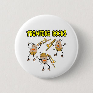Trombone Rocks Button