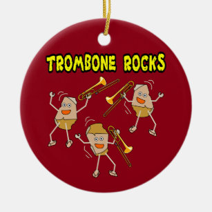 Trombone Rocks Ceramic Ornament