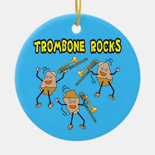 Trombone Rocks Ceramic Ornament (Front)